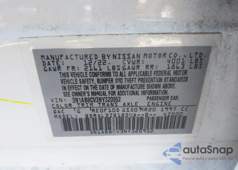 2022 Nissan Sentra Sv Xtronic Cvt из США, поврежденный, VIN 3N1AB8CV3NY320952